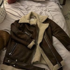 Avec Les Filles Shearling Biker Jacket
